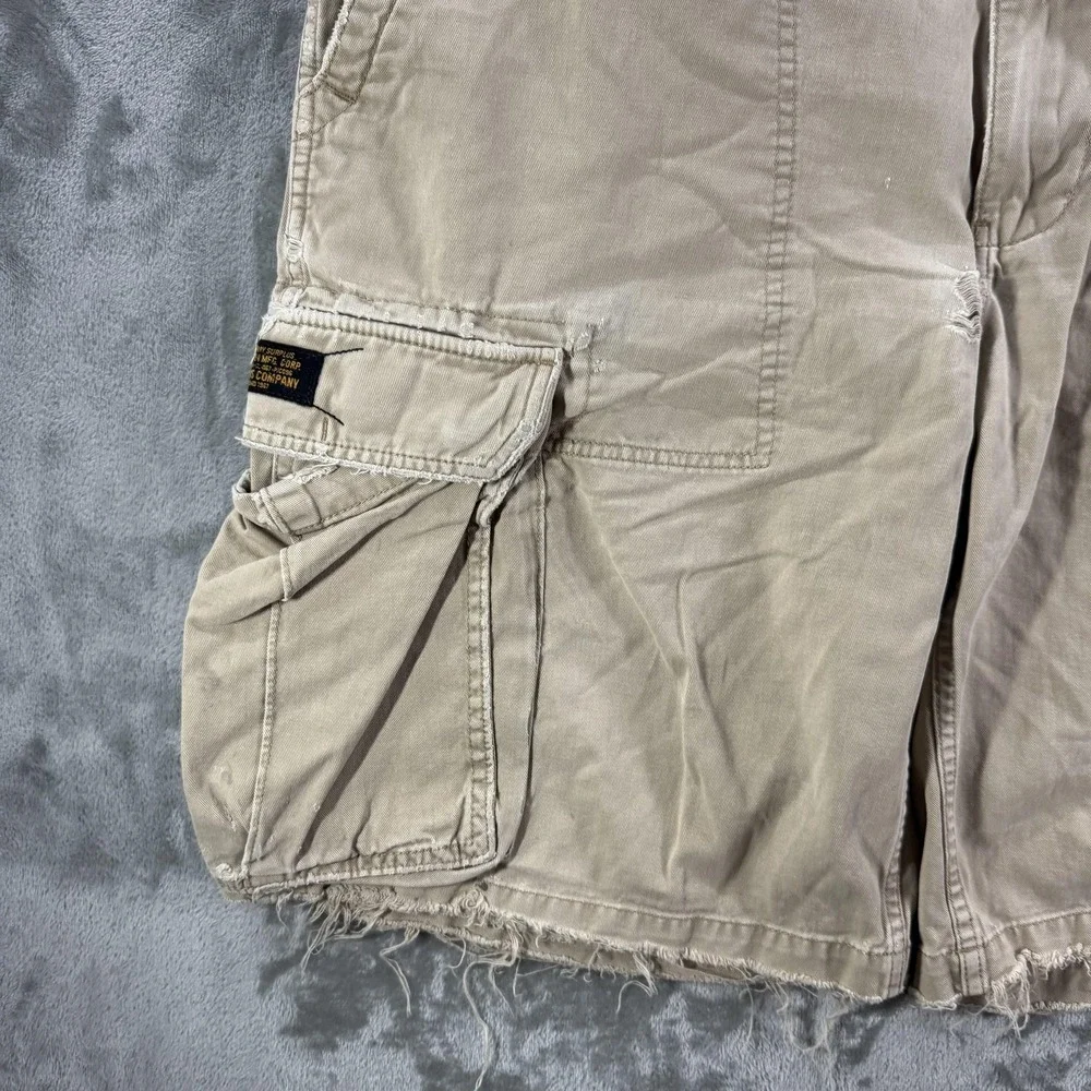 Polo Jeans Company Cargo Shorts Mens 40 Beige Canvas Relaxed Miltary Surplus‎